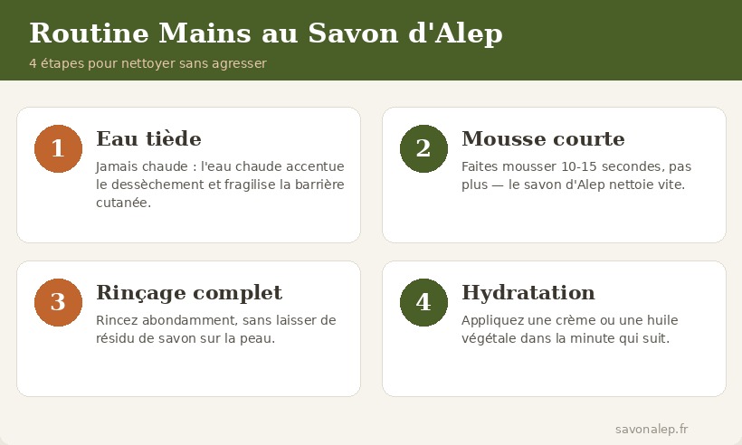Quel savon d'Alep choisir pour les mains selon la fréquence de lavage - 5%, 12%, liquide 40%